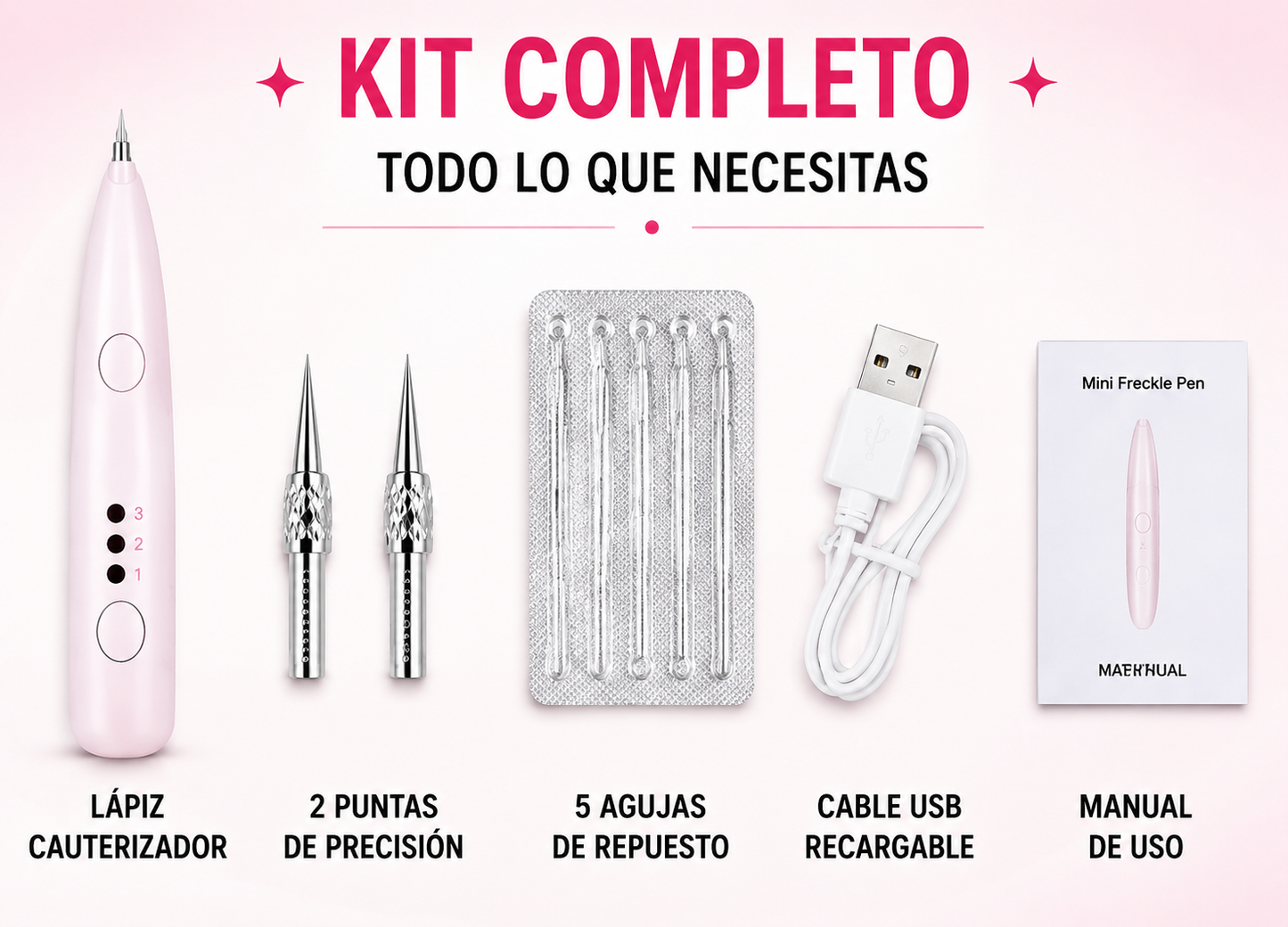 ✨🔥 Lápiz Cauterizador de Precisión 3 Niveles ⚡ Recargable por USB 💖 Kit Completo