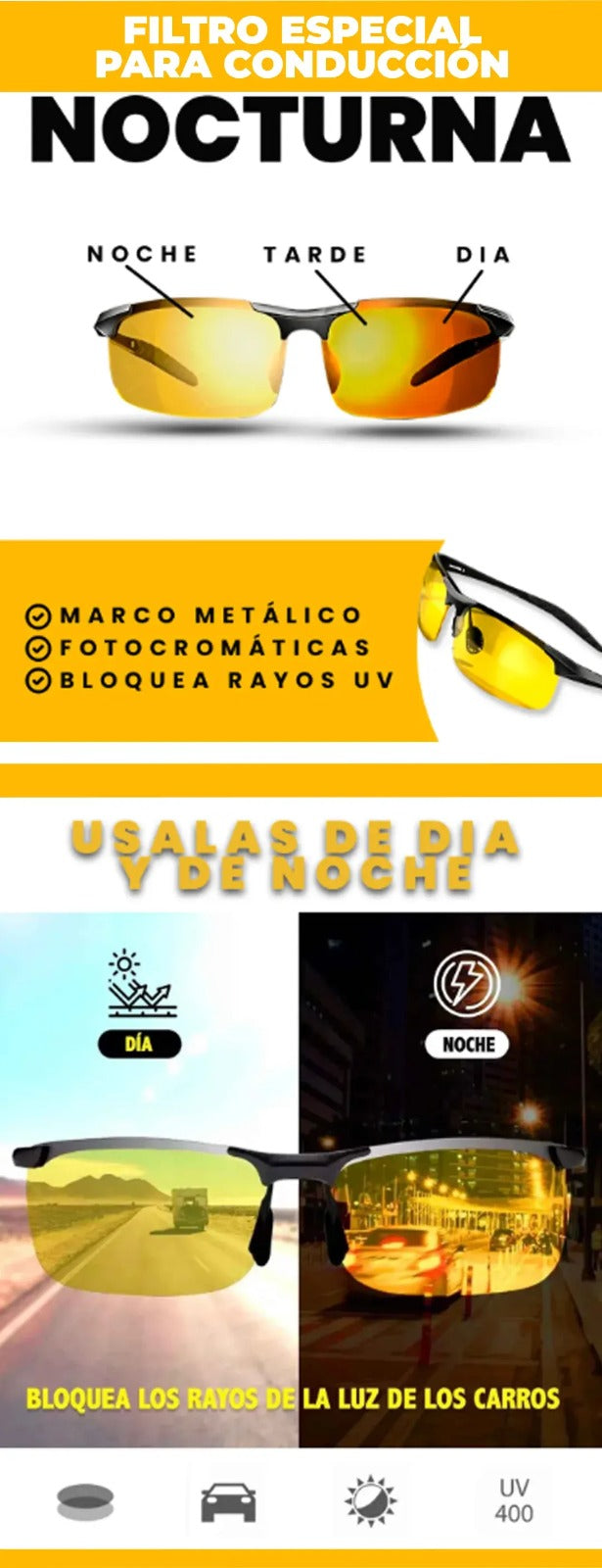 LENTES VISIÓN DIA Y NOCHE + ULTRA PROTECTOR SOLAR | ENVIO GRATIS