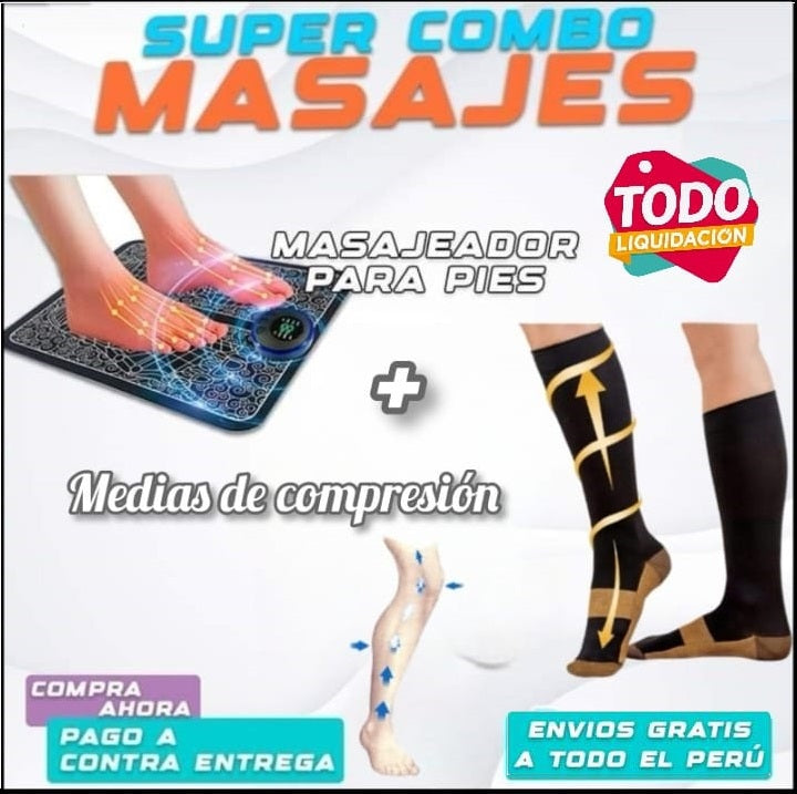 COMBO MASAJEADOR DE PIE Y MEDIAS ORTOPEDICAS